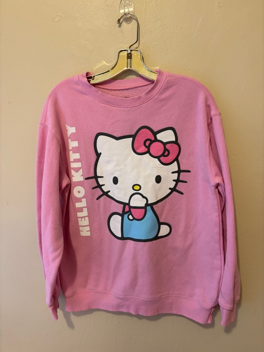 Hello Kitty Pink Crewneck Sweatshirt with Blue Accent